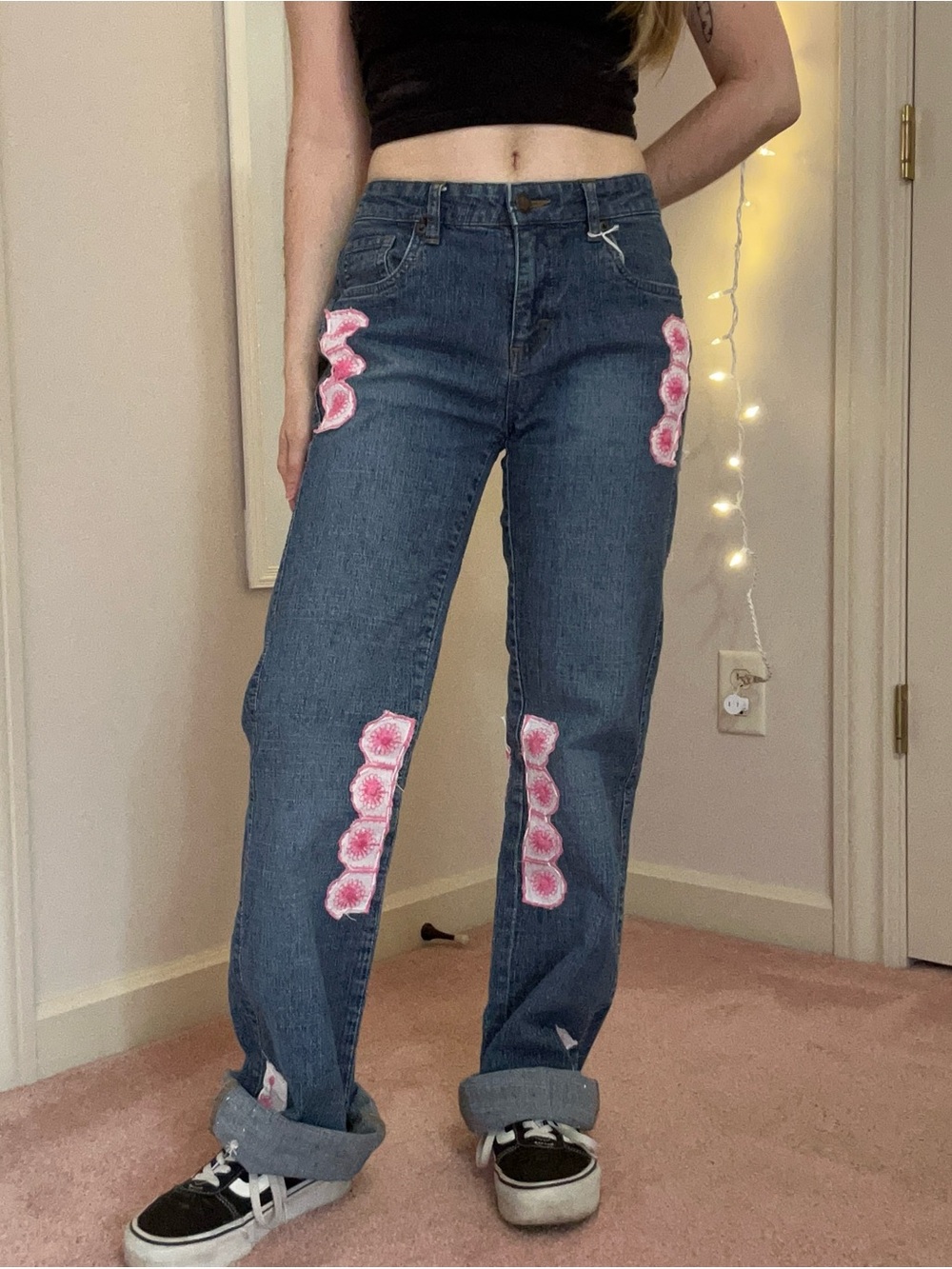 Patchwork Straight Leg Lee Jeans